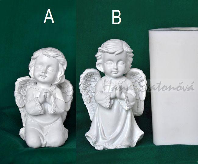 Andělíček bílý klečící - výška 8 cm