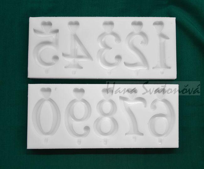 Čísla dortová se srdíčkama 2 - celá sada, výška čísla 6 cm