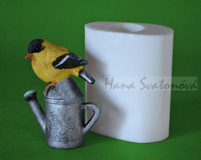 Ptáček na konvi a na budce - výška 11 a 11,5cm
