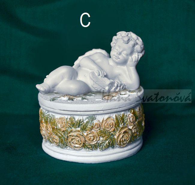 Kazeta s andělíčkem  - průměr 6,5cm